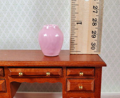 Dollhouse Pink Ceramic Vase with Wave Pattern 1:12 Scale Miniature