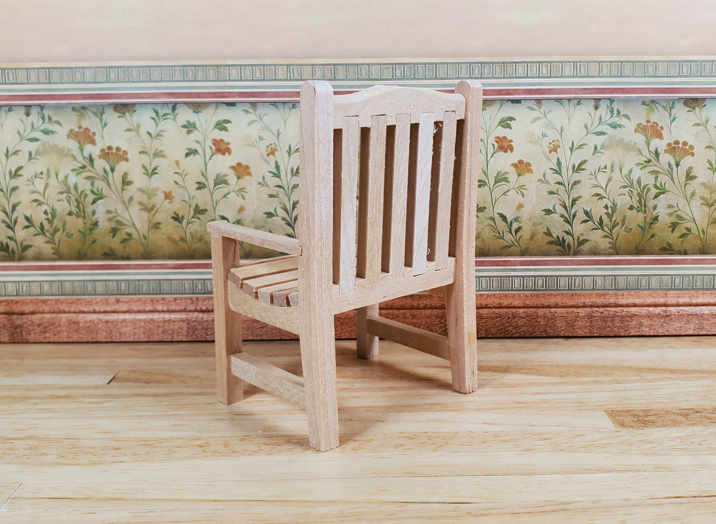 Dollhouse Garden Chair for Porch Patio Unpainted 1:12 Scale Miniature Furniture