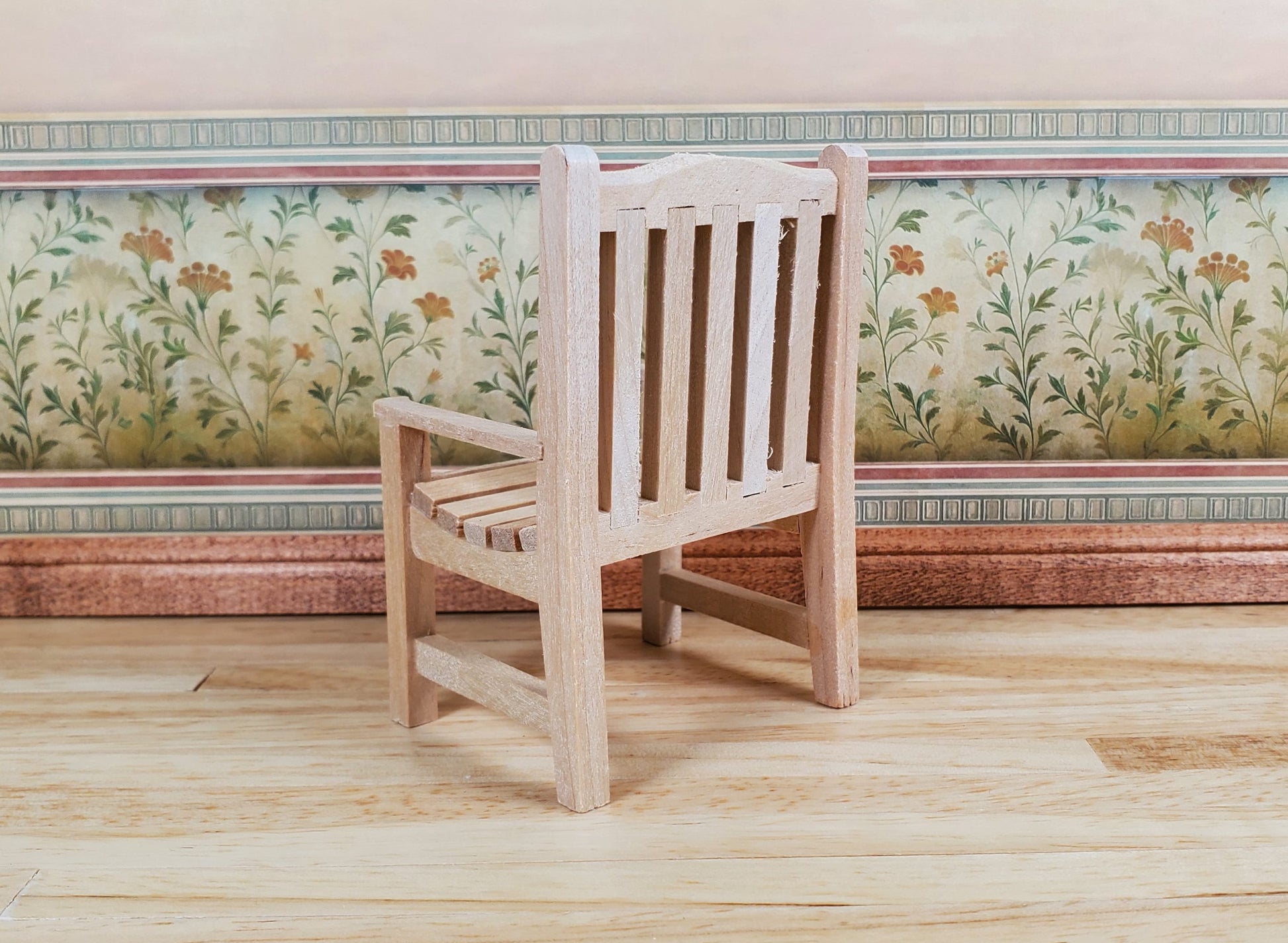 Dollhouse Garden Chair for Porch Patio Unpainted 1:12 Scale Miniature Furniture