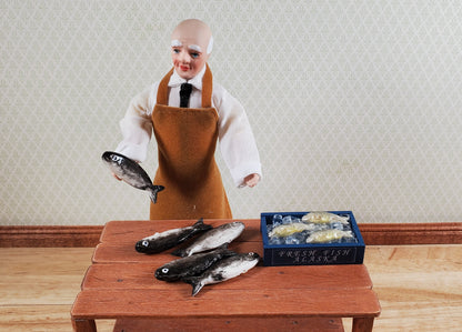 Miniature Fish Set of 5 for Dollhouse Seafood Grocer Grocery Store 1 3/8"