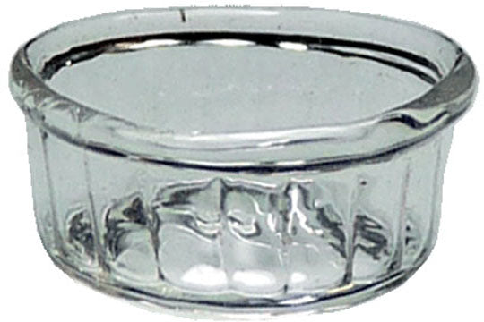 Dollhouse Miniature Clear Glass Ribbed Souffle Bowl 1:12 Scale Miniature