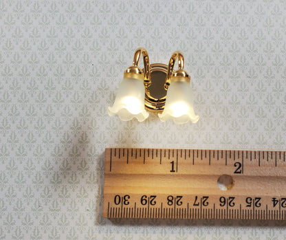 Dollhouse Wall Sconce Frosted Flower Shades Wand Light 1:12 Miniature Battery