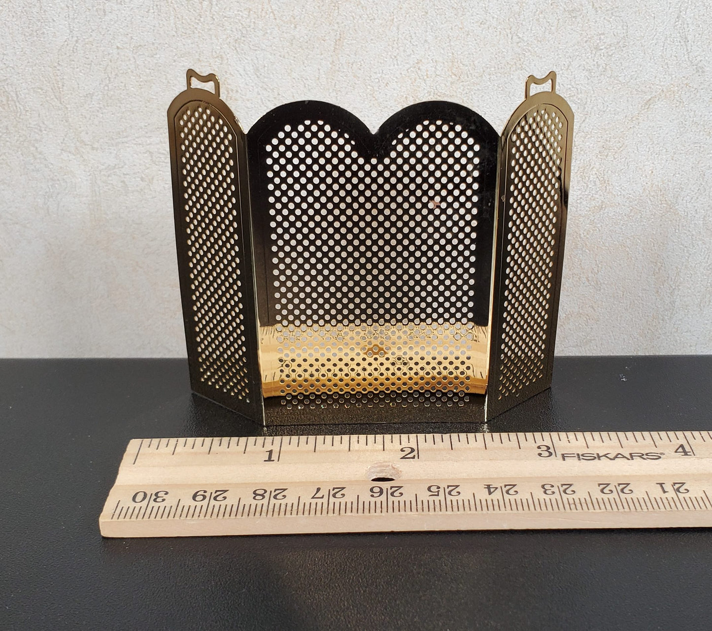Dollhouse Brass Fireplace Screen Tall Gold Metal 1:12 Scale Miniature