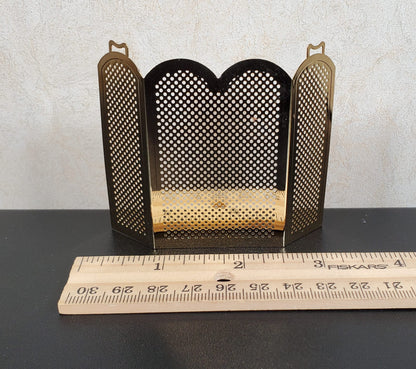 Dollhouse Brass Fireplace Screen Tall Gold Metal 1:12 Scale Miniature