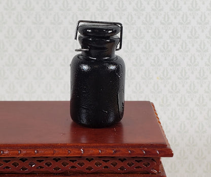 Dollhouse Jar Large Black Glass with Removable Lid 1:12 Scale Miniature