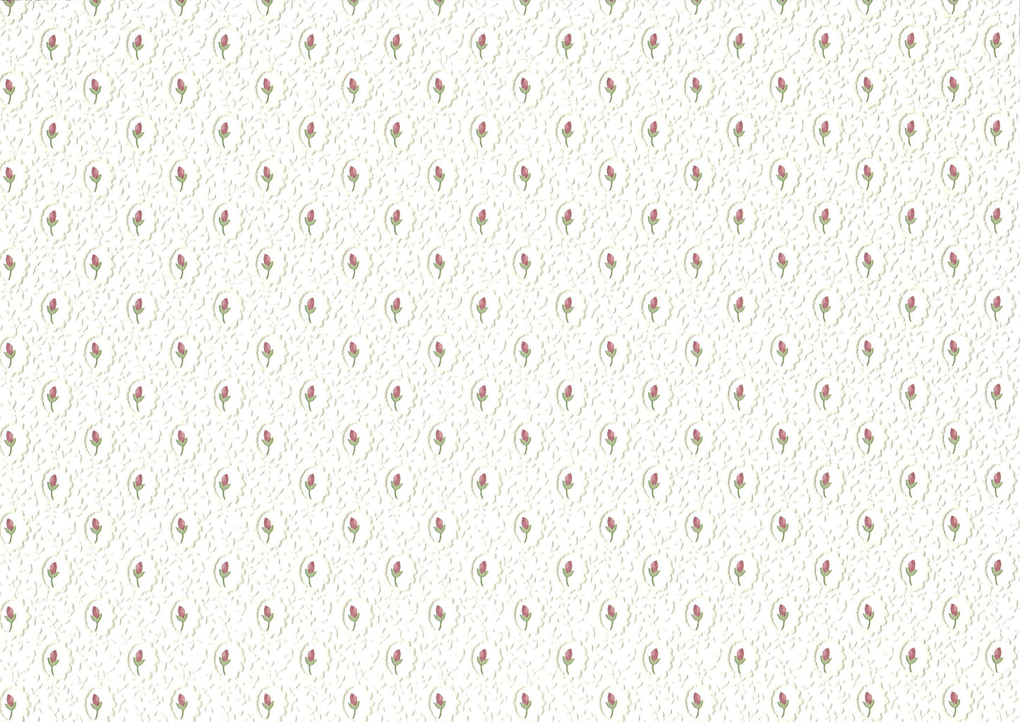 Dollhouse Embossed Wallpaper x3 Sheets Cameo Tulip White 1:12 Scale