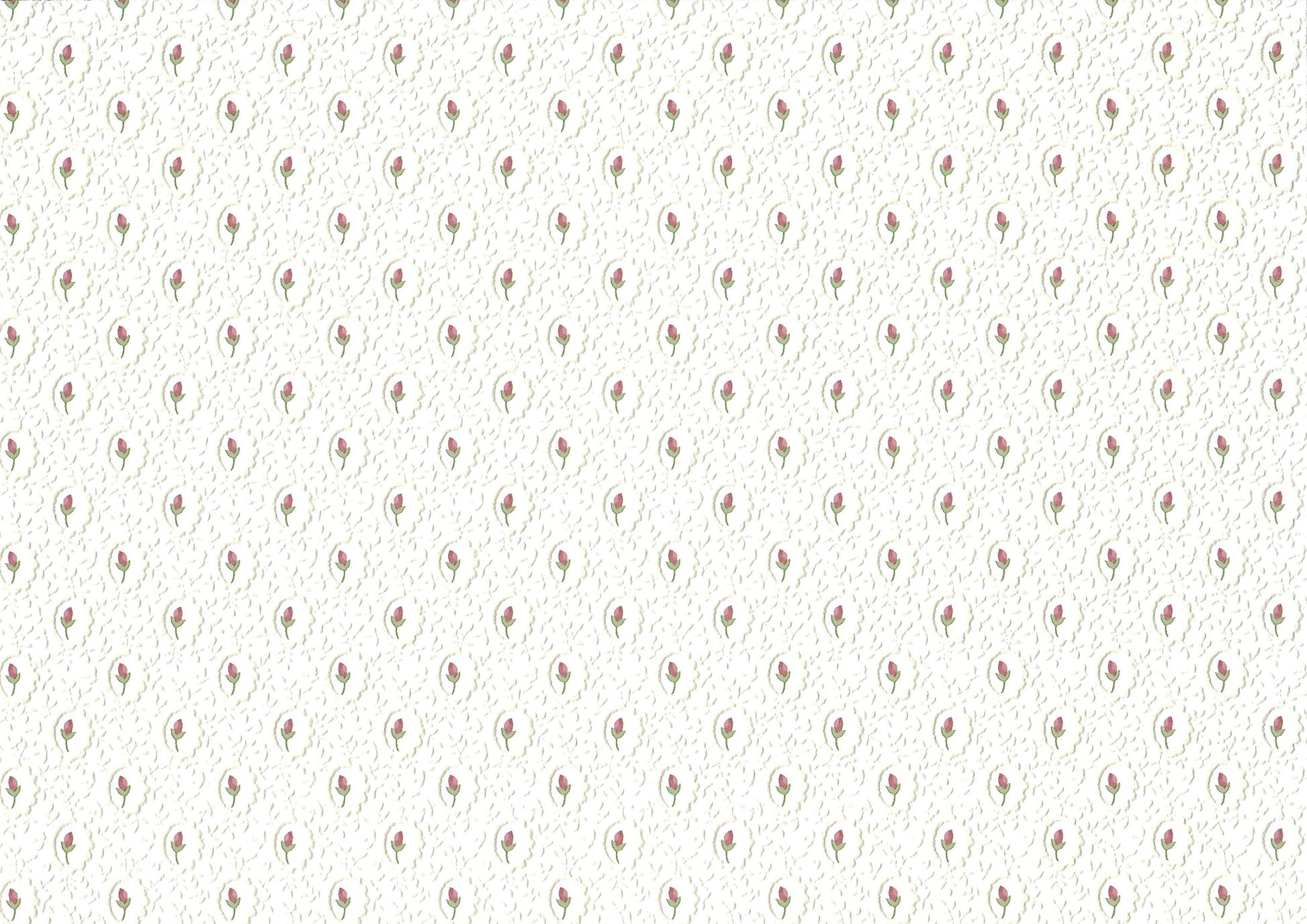 Dollhouse Embossed Wallpaper x3 Sheets Cameo Tulip White 1:12 Scale