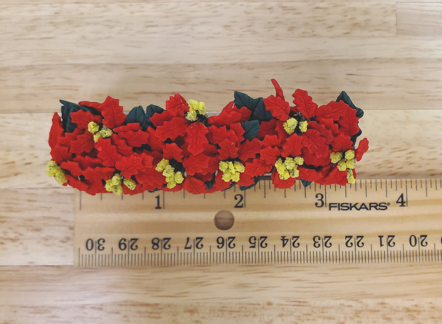 Dollhouse Red Poinsettias in Window Box Planter 1:12 Scale Miniature 3 3/8"