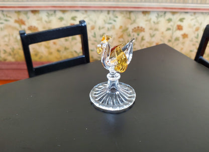 Dollhouse Glass Rooster Centerpiece Sculpture 1:12 Scale Miniature