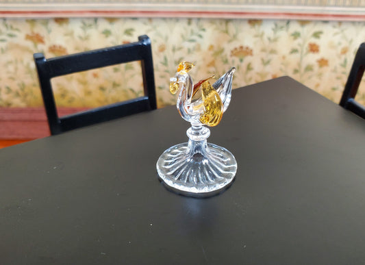 Dollhouse Glass Rooster Centerpiece Sculpture 1:12 Scale Miniature