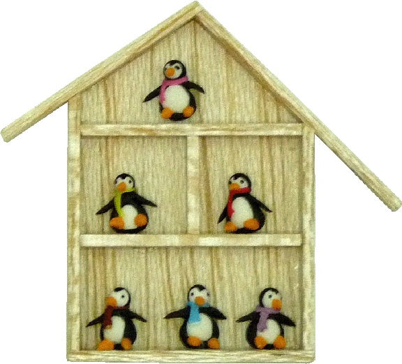 Dollhouse Penguins in Shadowbox 1:12 Scale Miniature Decor Accessories Toys