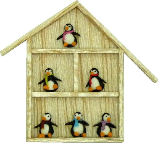 Dollhouse Penguins in Shadowbox 1:12 Scale Miniature Decor Accessories Toys