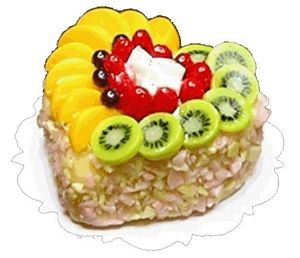 Dollhouse Lemon Heart Cake with Fruit Topping 1:12 Scale Miniature Food Bakery