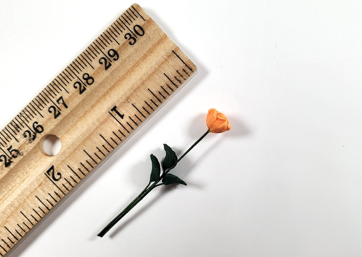 Dollhouse Apricot Rose Single Stem with Foliage 1:12 Scale Miniature
