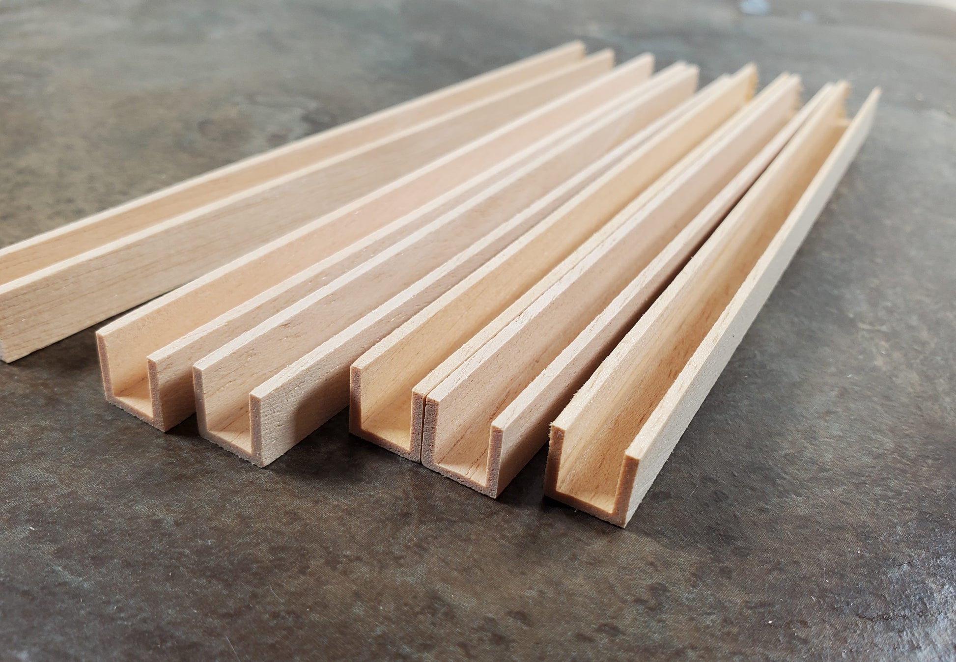 Miniature Channel Molding Wood Trim Short 6" Long 6pcs 3/8" x 3/8" HW7067