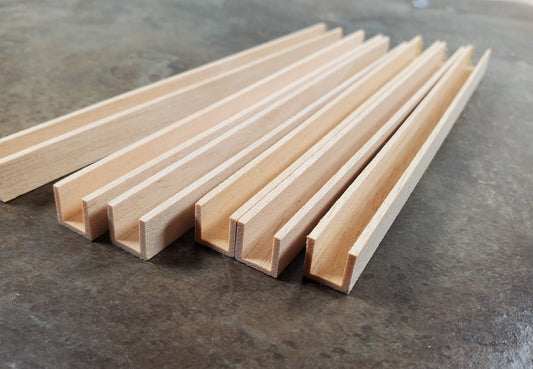 Miniature Channel Molding Wood Trim Short 6" Long 6pcs 3/8" x 3/8" HW7067