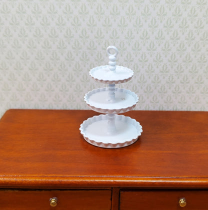 Dollhouse 3-Tier Serving Stand White Metal 1:12 Scale Miniature