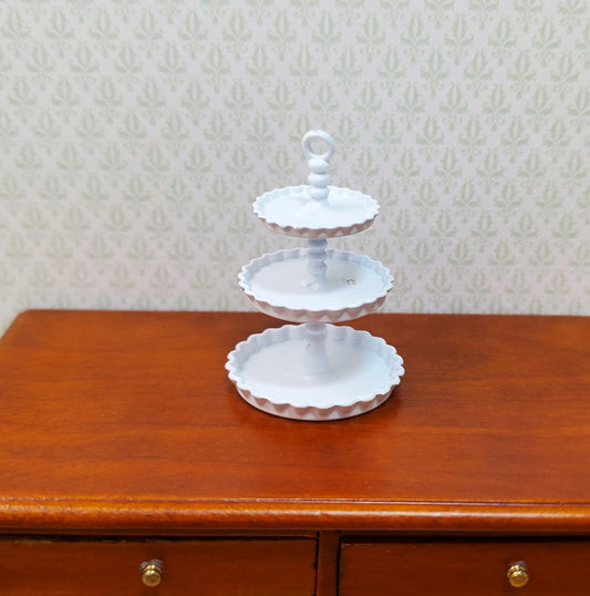 Dollhouse 3-Tier Serving Stand White Metal 1:12 Scale Miniature