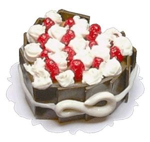 Dollhouse Heart Cake with Strawberry & White Cream 1:12 Scale Miniature Dessert
