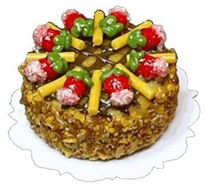 Dollhouse Chocolate Cake with Berry Decoration 1:12 Scale Miniature Dessert