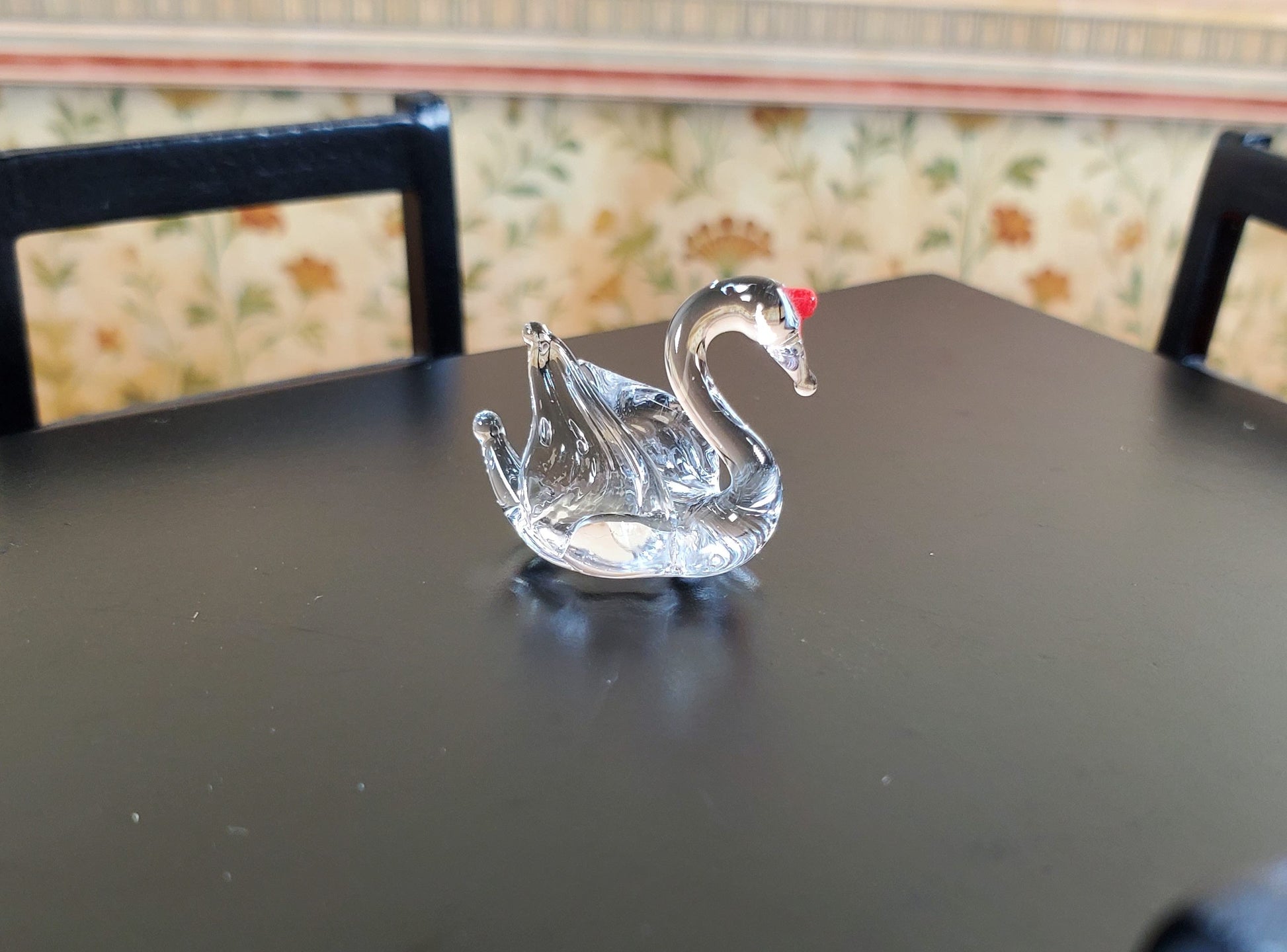 Dollhouse Miniature Glass Swan Centerpiece Sculpture 1:12 Scale Miniature