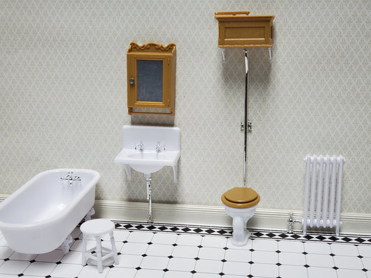 Dollhouse Chrysnbon Bathroom KIT Victorian Style Plastic 1:12 Scale Miniature Bathtub Toilet Sink