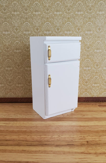 Dollhouse Miniature Fridge 2 Door Refrigerator White 1:12 Scale Wood Furniture