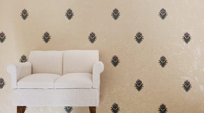 Dollhouse Wallpaper Royal Flower Beige 3 sheets 1:12 Scale Miniature