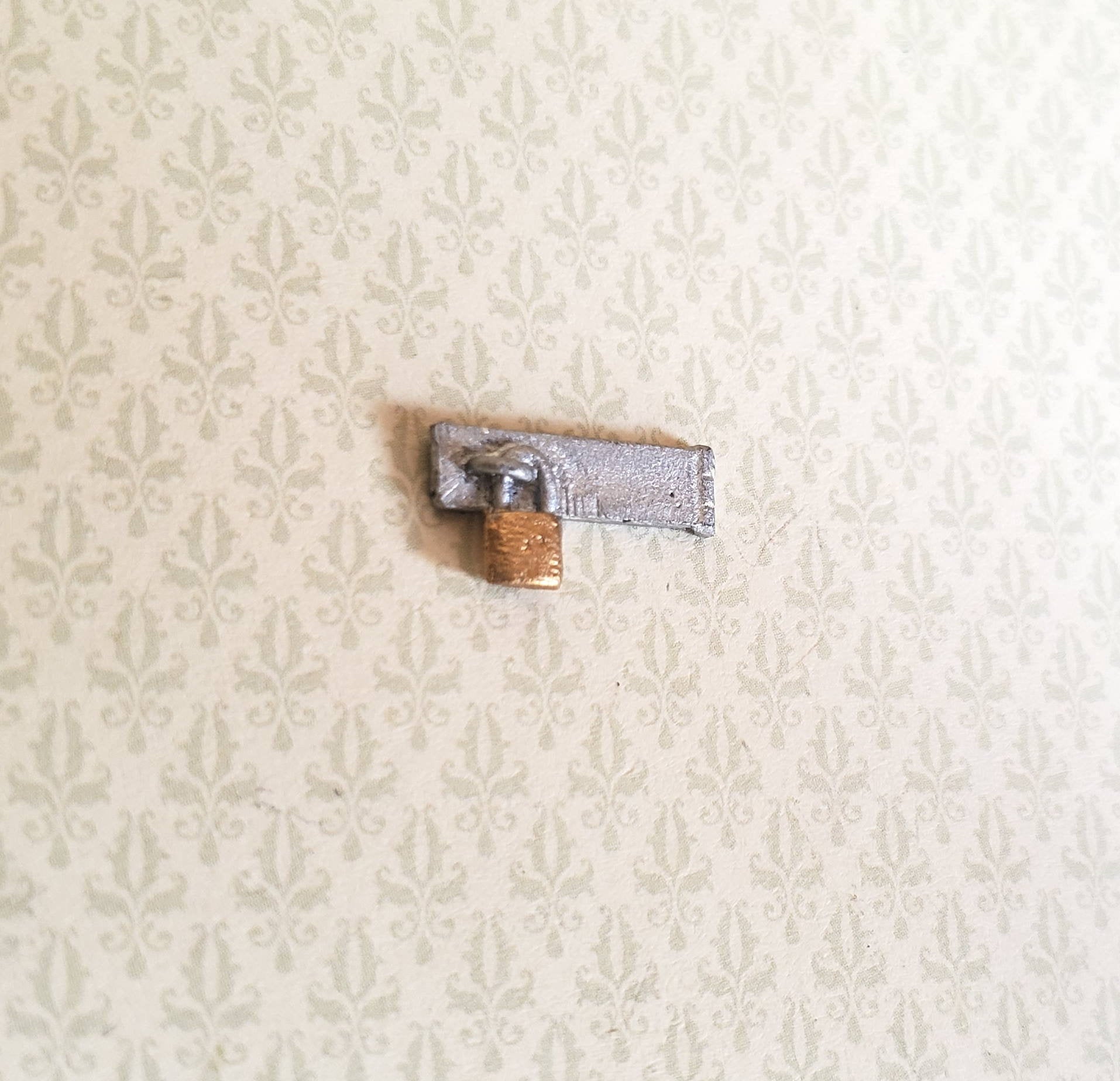 Dollhouse Miniature Padlock with Plate Hasp 1:12 Scale Metal