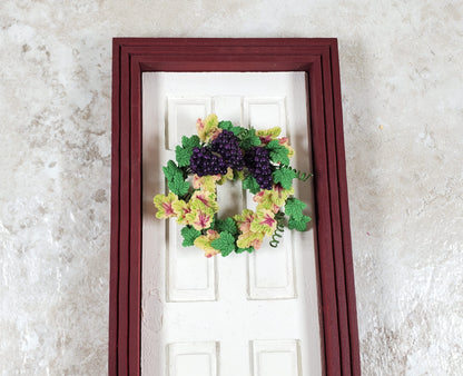 Dollhouse Grapevine Wreath with Purple Grapes 1:12 Scale Miniature