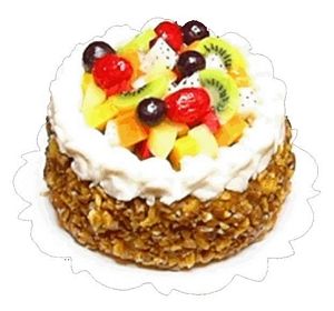 Dollhouse Fruit and Cream Topped Cake 1:12 Scale Miniature Dessert Food Bakery