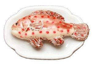 Dollhouse Grouper Fish on Plate 1:12 Scale Miniature Food Kitchen