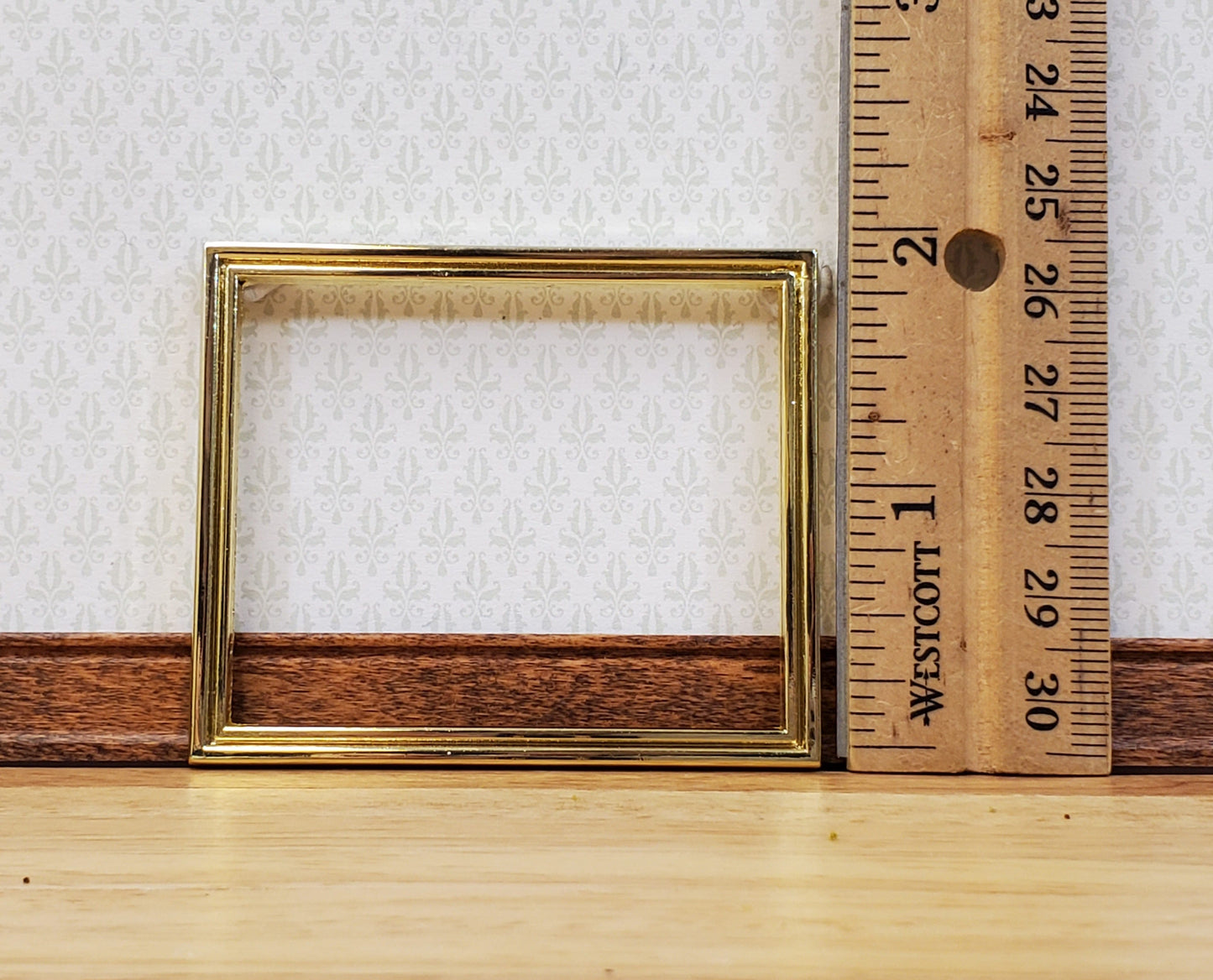 Dollhouse Mini Picture Frame Metal Gold for Paintings 1:12 Scale Miniature Slim