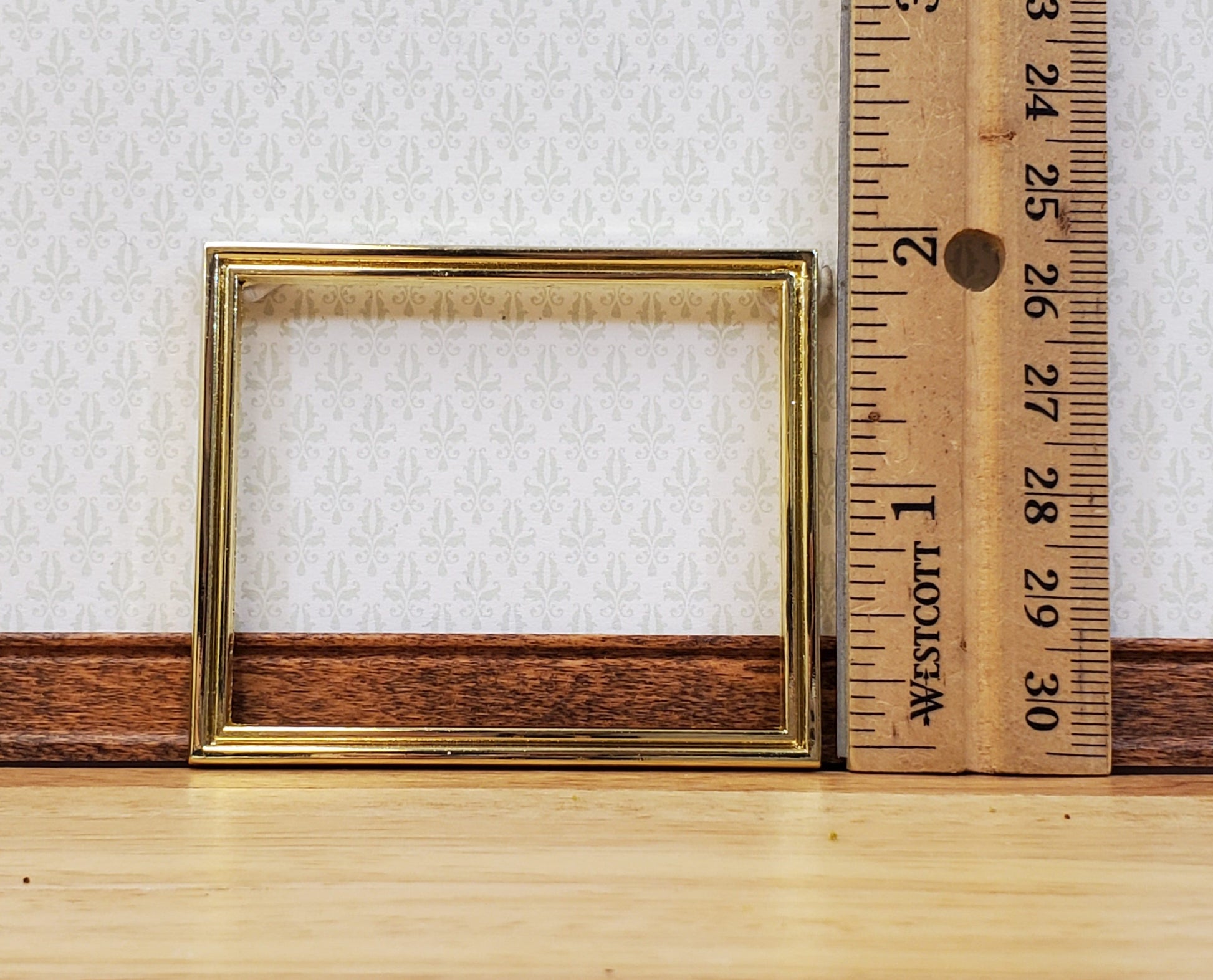 Dollhouse Mini Picture Frame Metal Gold for Paintings 1:12 Scale Miniature Slim