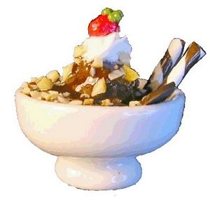 Dollhouse Chocolate Ice Cream Sundae in Bowl 1:12 Scale Miniature Food Dessert