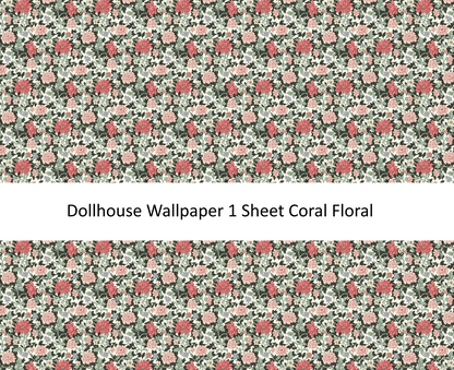 Dollhouse Wallpaper Coral Floral 1:12 Scale by MiniatureCrush