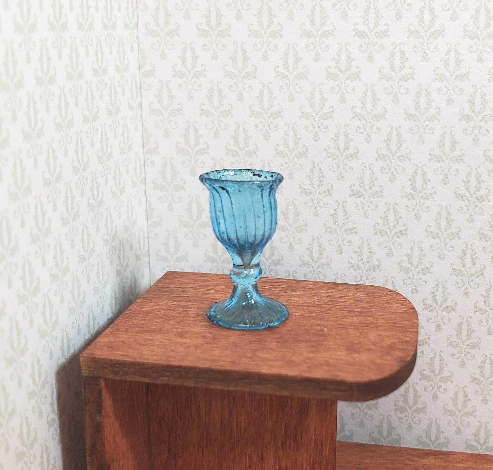 Dollhouse Fancy Blue Water or Wine Glass 1:12 Scale Miniature