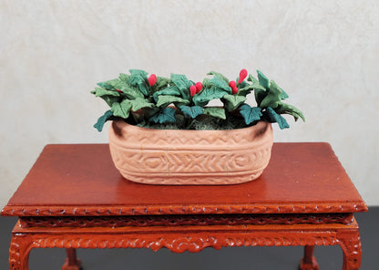 Dollhouse Holly Plant with Berries in a Terra Cotta Planter 1:12 Scale Miniature