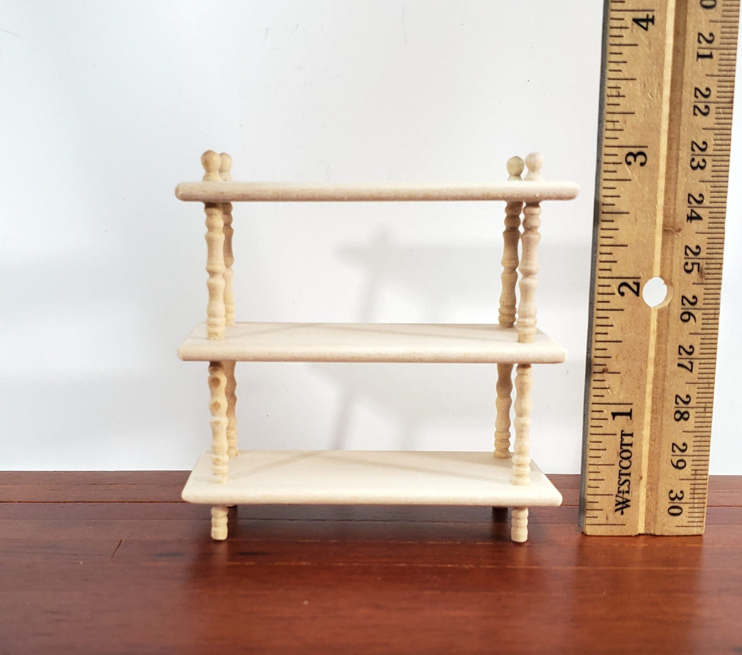 Dollhouse Bookshelf 3 Shelf Plant Stand or Bookcase 1:12 Scale Furniture Unfinished Unpainted