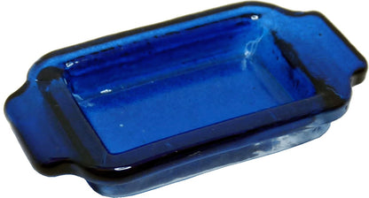 Dollhouse Cobalt Blue Glass Casserole Dish with Handles 1:12 Scale Miniature