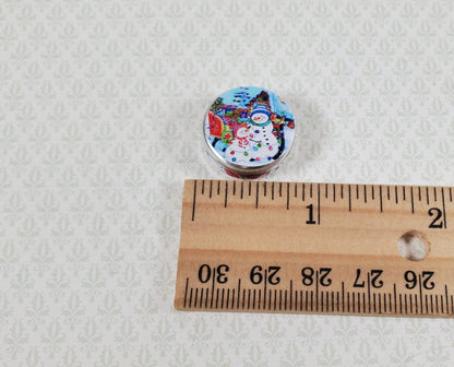 Dollhouse Snowmen Themed Cookie Tin Empty 1:12 Scale Miniature