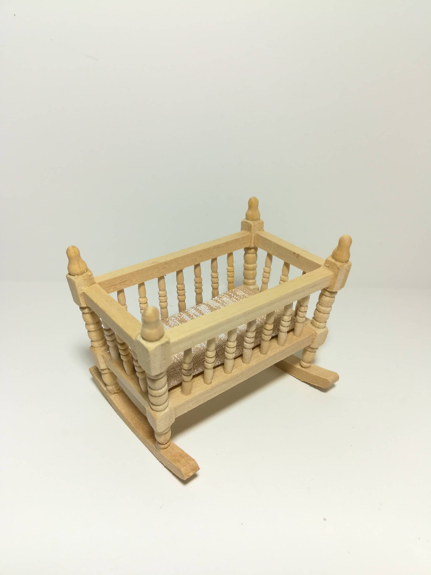 Dollhouse Miniature Cradle Crib for Nursery Unfinished Wood Rocking 1:12 Scale Furniture