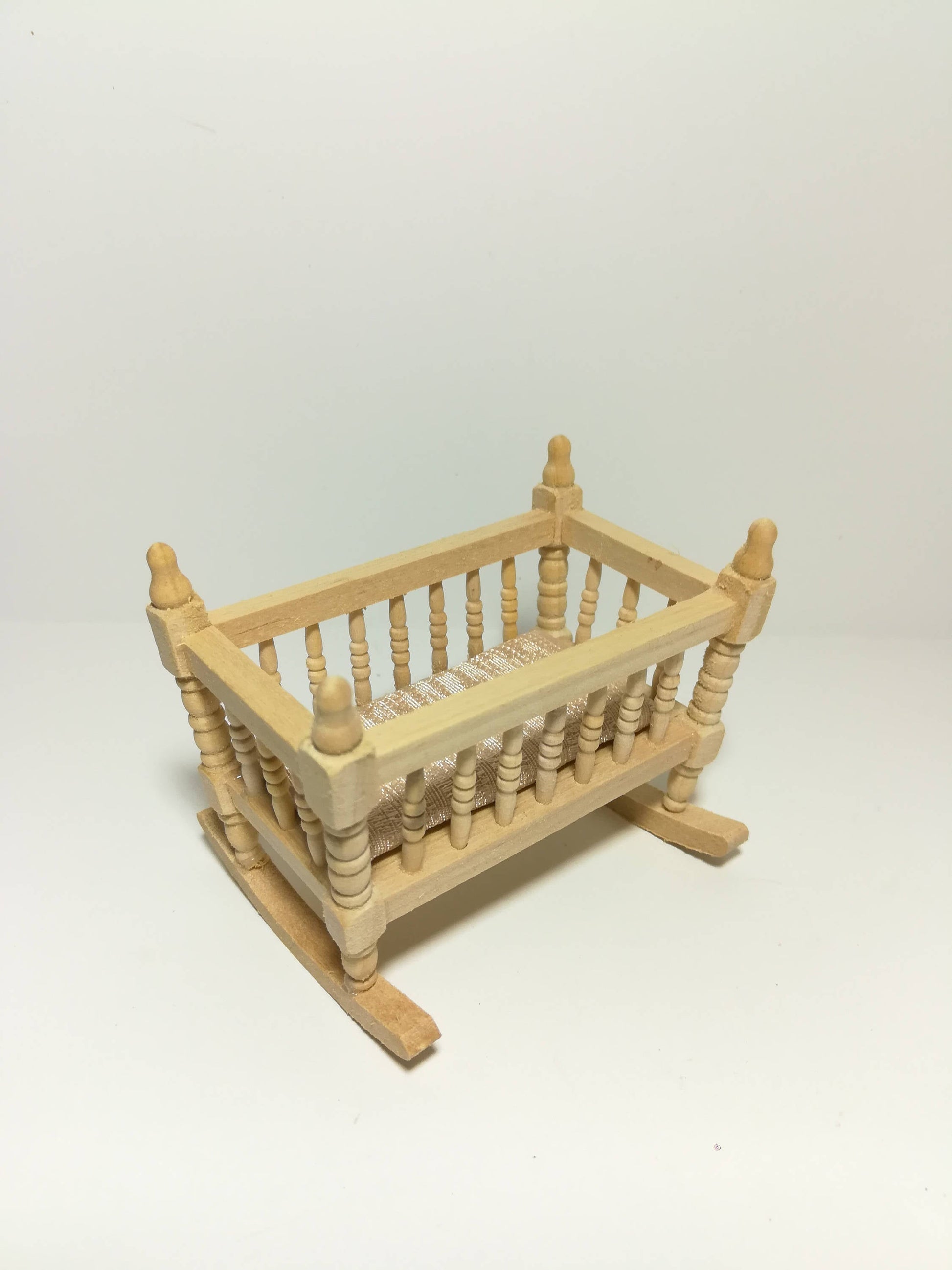 Dollhouse Miniature Cradle Crib for Nursery Unfinished Wood Rocking 1:12 Scale Furniture