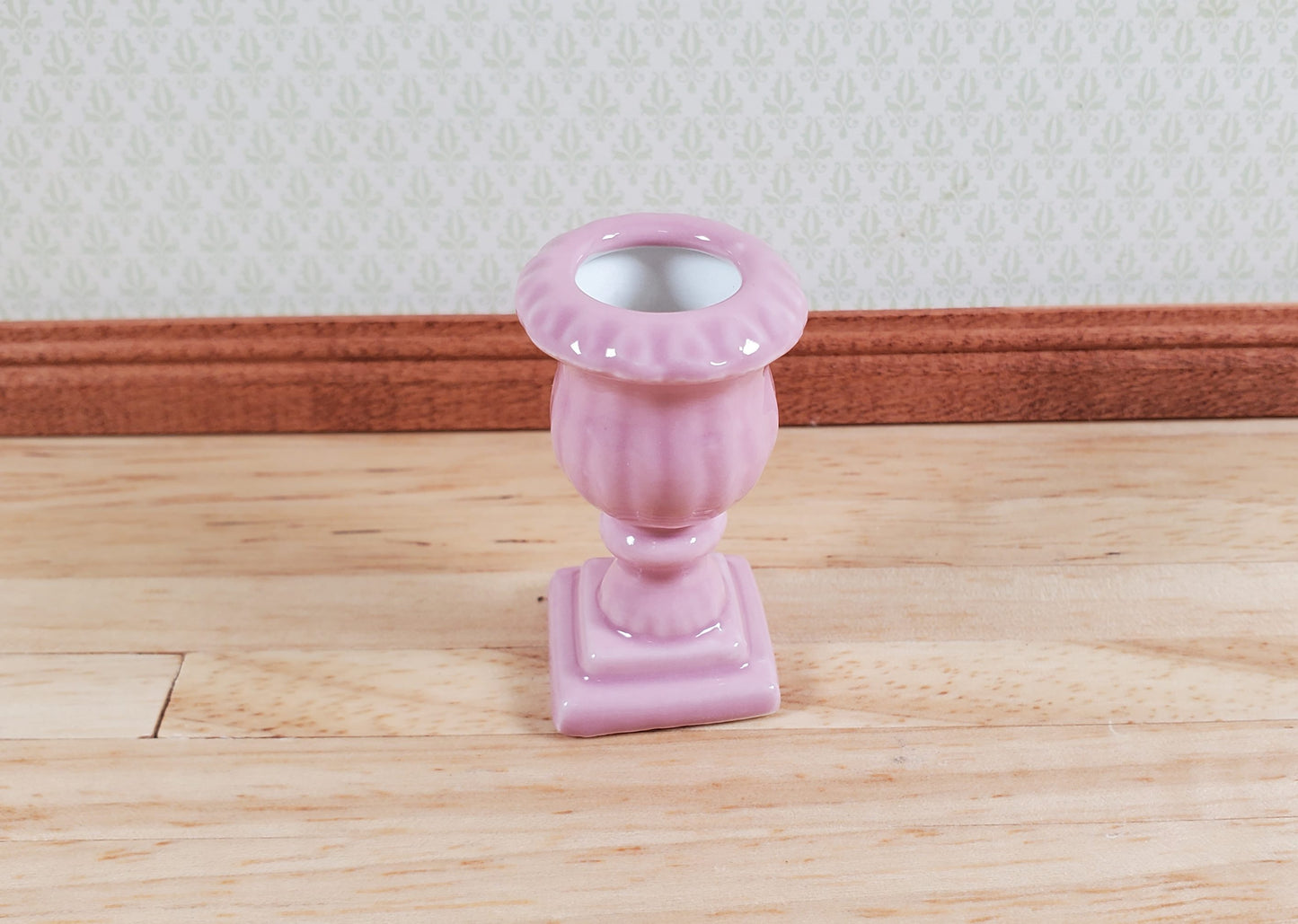 Dollhouse Large Pink Ceramic Urn Planter 1:12 Scale Miniature