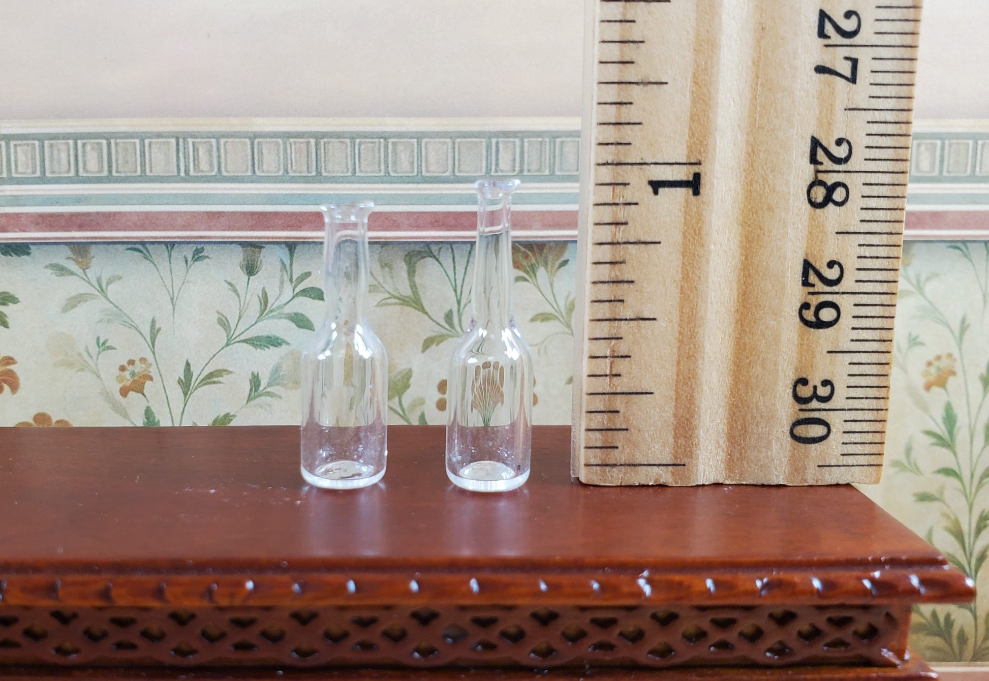 Dollhouse Clear Bottles Set of 2 1:12 Scale Miniature Kitchen Decoration