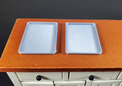 Dollhouse Baking Trays Cookie Sheets x2 1:12 Scale Miniature Kitchen