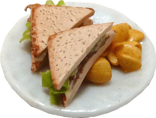 Dollhouse Tuna Sandwich with Potato Chips 1:12 Scale Miniature Food Kitchen