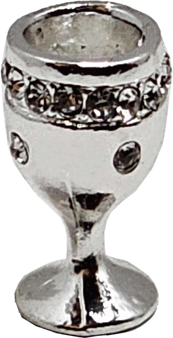 Dollhouse Silver Chalice Goblet Large with Diamond Jewels 1:12 Scale Miniature