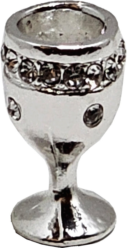 Dollhouse Silver Chalice Goblet Large with Diamond Jewels 1:12 Scale Miniature