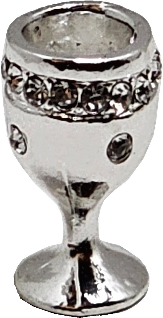 Dollhouse Silver Chalice Goblet Large with Diamond Jewels 1:12 Scale Miniature